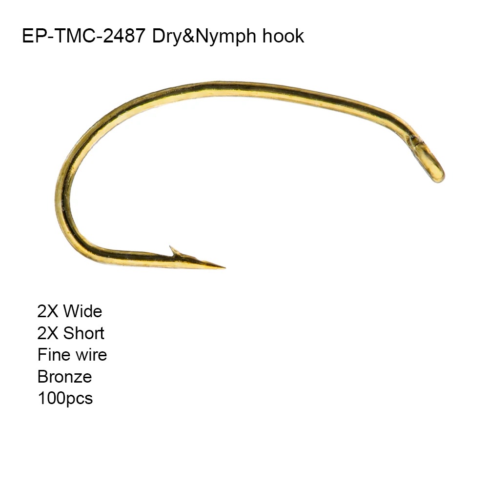 Fishing Hook Barbless - Eupheng 100pcs EP-TMC2487 Dry Fly Hook