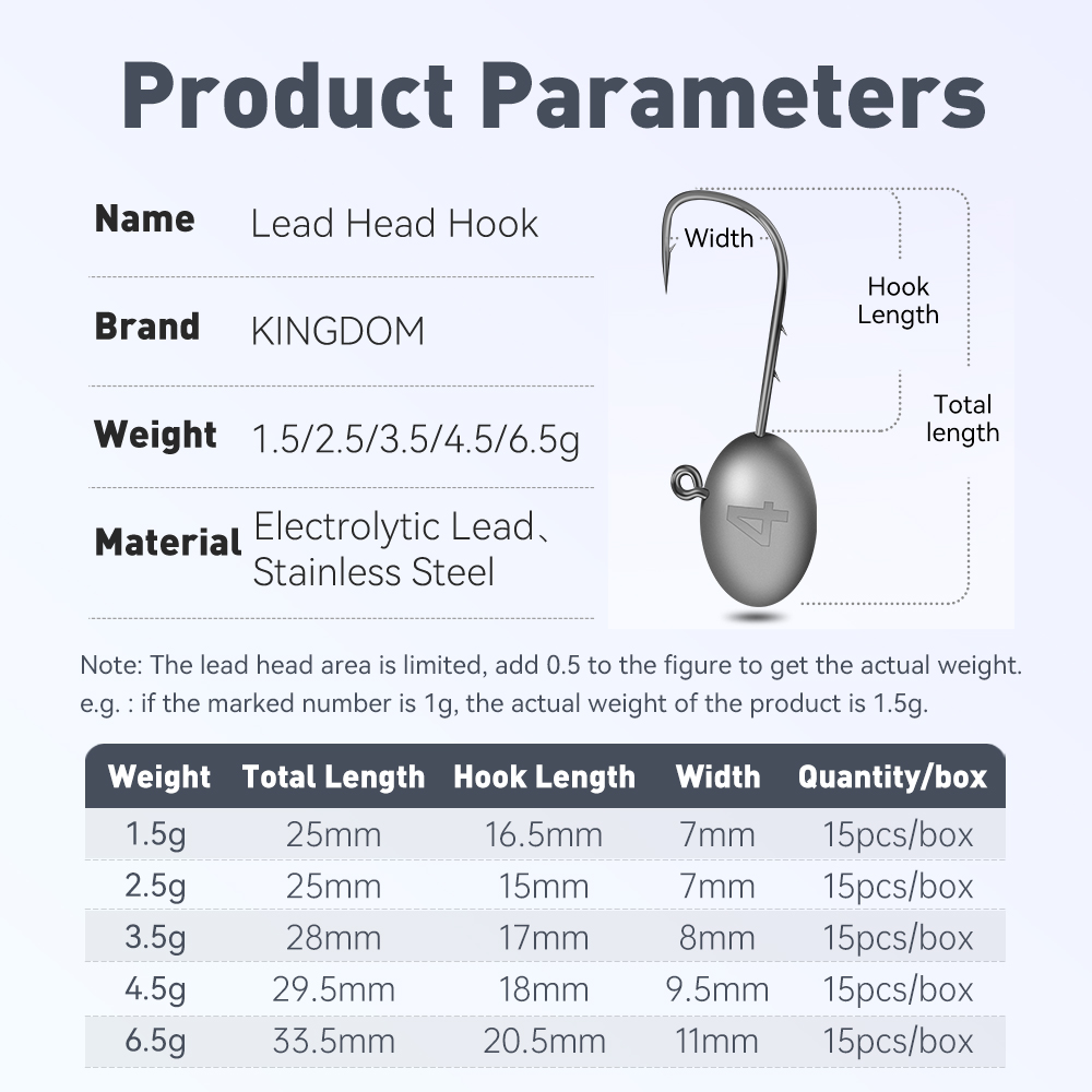 Kingdom 15pcs Lead Head Hook F - Fishing Hook Barbless review and price